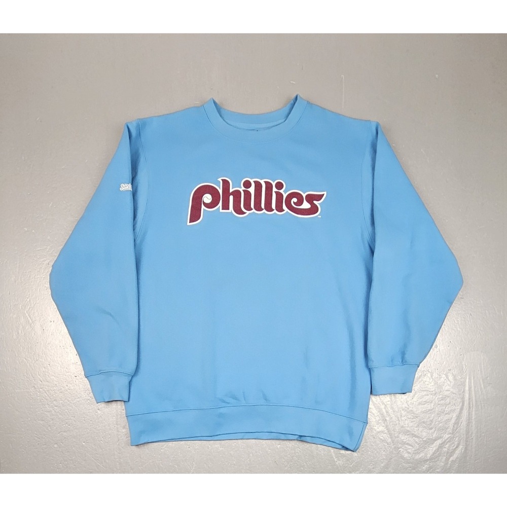 Majestic Philadelphia Phillies Sweatshirt Mens Large Sky Blue Crewneck MLB
